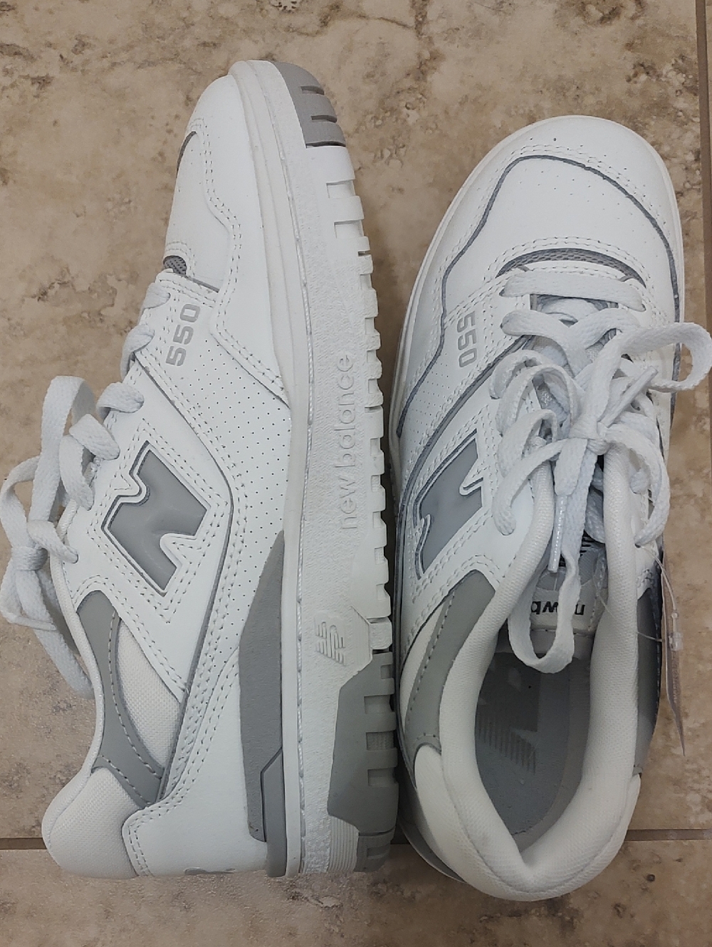 New Balance 550 White with Grey Accent Sneakers